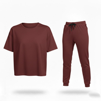 Ensemble de survêtement streetwear personnalisé pour femme, en coton et élasthanne, t-shirt et pantalon, vente en gros, deux pièces, décontracté, respirant, séchage rapide