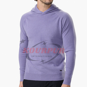 Sudadera con capucha morada para hombre, corte regular, de algodón tejido, informal, para otoño. - Product Image 3