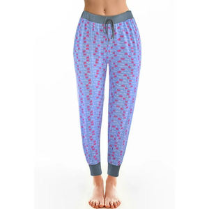 Pantalones de Mujer con Estampado de Puntos Azules, Largos hasta el Tobillo, con Cintura Ajustable con Cordón, Estilo Casual, Tejido de Punto, Mezcla de Algodón y Spandex, Corte Regular, Estilo Primavera - Product Image 6