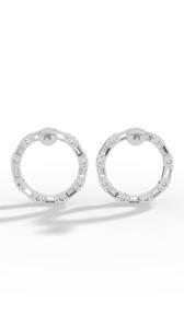 Trendy <b>Hoop</b> Diamond <b>Earrings</b> With Baguette And Round Cut Stones <b>14K</b> <b>Gold</b> Luxury Fine Jewelry Wholesale Supplier - Product Image 4