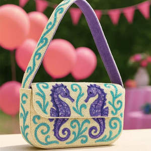 Bolso de Mano Artesanal de Lujo de RR ENTERPRISES, Multicolor, con Cuentas de Vidrio, Forma Rectangular, Casual, Hecho a Mano, Surtido de Cuentas - Product Image 3