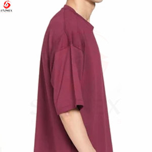 T-shirt Homme Oversize Col Rond Manches Courtes Uni Streetwear avec Logo Personnalisé sur le Devant 100% Coton Écologique Respirant - Product Image 5