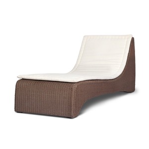 Modern Outdoor Sun Lounger with PE Rattan Frame and Polyester <b>Cushion</b> Solid <b>Back</b> Design for Patio Use - Product Image 1