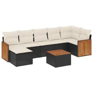 ชุดโซฟาสวนหวาย PE สีดำแบบปรับเปลี่ยนได้ พร้อมขาปรับระดับได้ สะดวกสบายและมีสไตล์ เฟอร์นิเจอร์กลางแจ้ง - Product Image 2