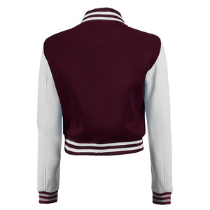 เสื้อแจ็คเก็ตครอปท็อปสไตล์วาร์ซิตี้สำหรับผู้หญิง พรีเมียม ปักอักษรเชนิลล์ แนวสตรีทแวร์เบสบอล รับผลิตแบบ OEM ODM พร้อมบริการตัวอย่าง - Product Image 5