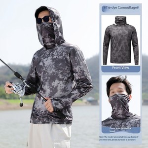 โรงงาน OEM ผลิตภัณฑ์โพลีเอสเตอร์ 100% ป้องกันแสงแดด UPF 50 แห้งเร็ว ระบายอากาศได้ดี ผ้าบางพิเศษ พิมพ์ลาย ไอซ์ซิลค์ เสื้อฮู้ดดี้ผู้ชายไซส์ใหญ่สำหรับฤดูร้อน - Product Image 3