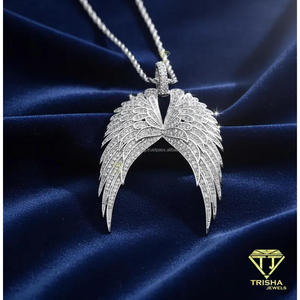 Colgante de Ala de Diamante Moissanita de Lujo, Plata de Ley 925, Totalmente Cubierto de Diamantes, Elegante Collar de Moda - Product Image 4