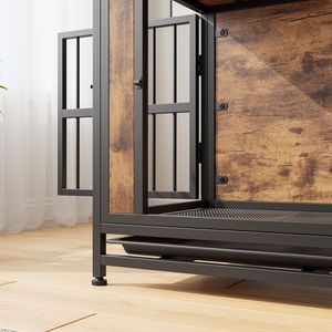 Cuccia per Cani in Legno da 83 cm con 2 Porte Scorrevoli in Ferro Spesso, Arredamento Decorativo per Animali Domestici, Elegante Cuccia Integrata - Product Image 4