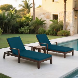 Set di 2 Cuscini Blu Lago per Chaise Longue, Cuscini di Ricambio Premium per Sedute da Esterno e Patio - Product Image 3