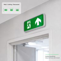 Lampe de signalisation LED d'urgence pour sortie de secours avec flèche blanche et homme qui court, indicateur d'évacuation de sécurité incendie, câblée