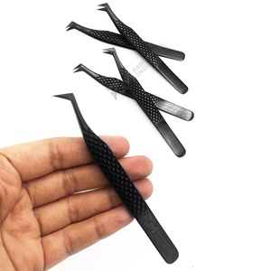 Pince à épiler RMI personnalisée en acier inoxydable à 45 et 90 degrés, pointue, anti-magnétique, durable, pour extensions de cils, avec embout en fibre - Product Image 6