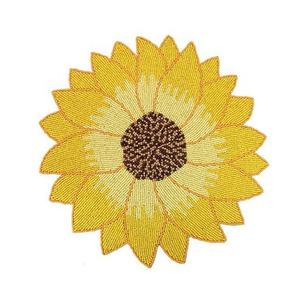 Handcrafted Sunflower Glass Seed Beaded <b>Placemat</b> <b>For</b> Festive Homedecor Ethnic Home Dining Coffee Decorative <b>Table</b> Accessories - Product Image 1