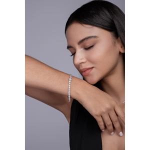 Pulsera de tenis de lujo de plata de ley 925 con baño de rodio y moissanita en forma de hexágono |   Joyería Fina Ajustable con Certificación GRA - Product Image 5