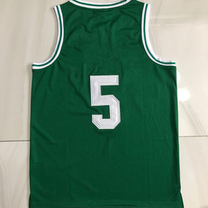 Maillot de basket-ball bleu personnalisé avec numéro 21 vert brodé au dos, débardeur unisexe pour adulte, sans manches, anti-humidité - Product Image 2