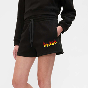 Pantalones Cortos de Moda para Mujer, 100% Algodón Transpirable, con Logotipo Personalizado Serigrafiado, Color Sólido, Estilo Hip Hop - Product Image 1