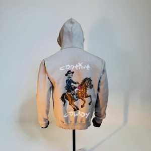 Sudadera con capucha para hombre, estilo urbano, informal, vintage, con lavado ácido, 100% algodón, con cremallera, de alta calidad, oversize, con pedrería personalizada, ecológica - Product Image 2