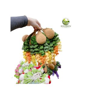 Maceta Colgante de Ganchillo Hecha a Mano de Lujo, Cesta Decorativa para Flores, Decoración de Pared de Hilo Suave para Diseño Interior Moderno del Hogar - Product Image 6