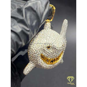 Luxury Shark Cartoon <b>Pendant</b> Iced Out Gold And Silver Finish Hip Hop Necklace Shark Teeth Iced Out <b>Pendant</b> Premium Cartoon - Product Image 1