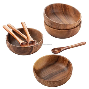 High Quality Sustainable Wooden Salad Serving <b>Bowl</b> <b>Set</b> Eco-Friendly Commercial Food Use Light Weight Organic Shapes Directly - Product Image 1