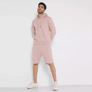 Premium Winter Casual <b>Men's</b> Hoodie Shorts Set Wholesale 100% Cotton Quick Dry Contrast Color Custom Logo Customizable Design - Product Image 1