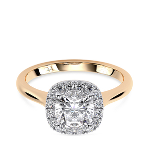 10K Rose Gold <b>Cushion</b> Cut Lab Grown Diamond Halo Engagement Ring 1.5 CT Cluster Setting IGI Certified Trendy Wedding Party - Product Image 1