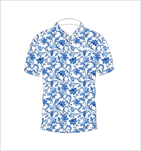 เสื้อโปโลสีน้ำเงินลายดอกไม้แบบกำหนดเอง ระบายอากาศได้ดี น้ำหนักเบา เหมาะสำหรับทีมกอล์ฟ แขนสั้น แบบซับลิเมชั่น ชุดกีฬาประสิทธิภาพสูง - Product Image 6
