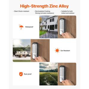 14-Key Mechanical Keyless Entry Door <b>Lock</b> <b>Keypad</b> Stainless Steel Waterproof <b>Lock</b> Handle for Home Office Outdoor Fence Yard Gate - Product Image 6