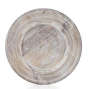 Assiette de présentation en bois massif teinté foncé de qualité supérieure, écologique, décorative, pour restaurant et décoration intérieure, sous-assiette - Product Image 6
