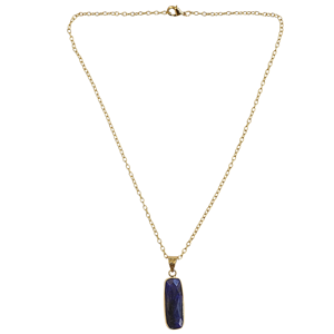 Colgante de Barra con Gema Azul, Religioso, de Latón con Baño de Oro de 18K, Engaste de Bisel, Cadena Ajustable - Product Image 4