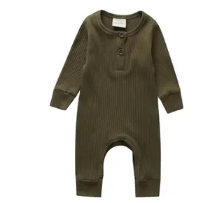 Gots sertifikalı 100 organik pamuk bebek takım elbise tulum örme bebek kabarcık tulum bebek