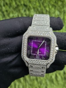 Reloj Automático de Lujo Unisex, Cuadrado, de Acero Inoxidable, con Cristal de Zafiro, Esfera de 41 mm, Bisel de Moissanita, Visualización de Fecha Analógica, Correa - Product Image 1