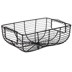 Antique Black Rectangle <b>Wire</b> <b>Basket</b> <b>Storage</b> Organizer Bin <b>Basket</b> with Handles for Kitchen Cabinets Iron Fruit & Vegetable <b>Basket</b> - Product Image 1