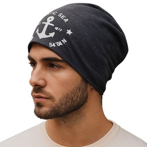 New Custom Nautical Anchor Print <b>Beanie</b> 56-58CM Unisex Casual Winter Outdoor High Quality Heat Transfer Printing 100% Acrylic - Product Image 1