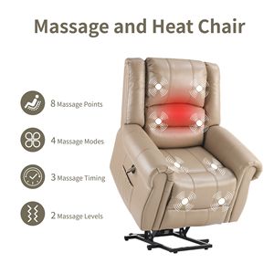 Poltrona Reclinabile Elettrica con Singolo Motore, Massaggio, Pelle Sintetica Traspirante, Porte USB Tipo-C Laterali, Comoda Poltrona Massaggiante - Product Image 5