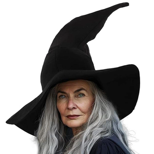 Chapeau de Sorcière Adulte pour Halloween, Noir, Vert, Violet, Rose, Gris, en Velours, Unisexe, Chapeau de Fête 56-58CM, Couleur Unie, Style Personnage - Product Image 2