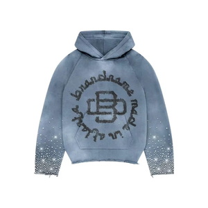 เสื้อฮู้ดดี้ทรงโอเวอร์ไซส์ แบบยูนิเซ็กซ์ ตกแต่งเพชร งานตัดเย็บคุณภาพสูง สำหรับฤดูหนาว สไตล์ลำลองแนวสตรีท ผลิตตามแบบ ODM ผ้าฟลีซหนานุ่ม ขายส่ง - Product Image 6