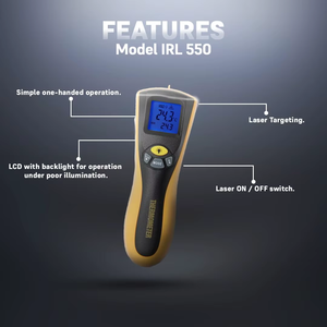 Thermomètre infrarouge numérique de précision IRL 550 avec ciblage laser, précision 2C 2 %, batterie DC 9V, outil industriel rapide - Product Image 4