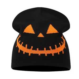 Custom Made Halloween Pumpkin Face Beanie Hat Unisex Adult <b>Winter</b> <b>Cap</b> Party Costume Accessory - Product Image 1