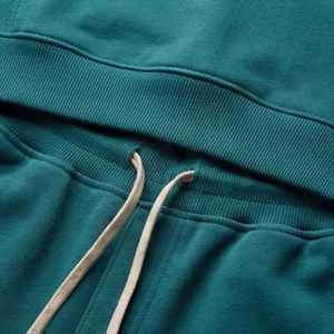 Ensemble de survêtement pour homme, couleur turquoise, à capuche, manches longues, couleur unie, sweat-shirt et pantalon de jogging décontractés, respirant, 100% coton, vêtements d'automne - Product Image 5
