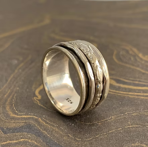Sterling <b>Silver</b> Bohemian <b>Spinner</b> <b>Ring</b> 7.6 Grams Customizable Size Unisex Gift & Any Occasion Wear Jewelry - Product Image 3