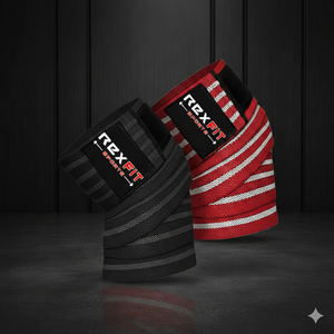 Rexfit Sports - Rodilleras Elásticas de Compresión para Levantamiento de Pesas, Soporte para Rodillas para Gimnasio y Levantamiento de Pesas - Product Image 1