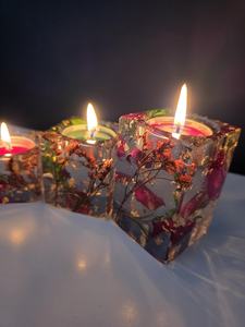 Ensemble de bougeoirs à thé en résine Art Déco Diwali, motif Lotus Rangoli, pour la maison, le bureau, cadeau festif, mariage, décoration de maison neuve - Product Image 1
