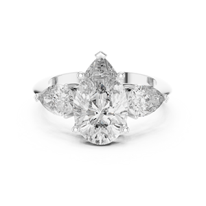 Anillo de Compromiso y Boda SATVIK RATNA de Lujo con Corte Pera de 3 Ct, Cultivado en Laboratorio, Certificado IGI, Oro de 10k/14k/18k - Product Image 5