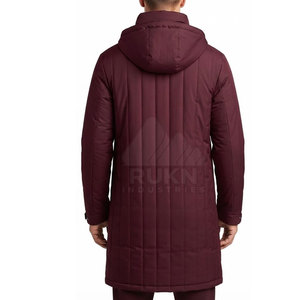 Top Selling <b>Men</b> <b>Long</b> Bench <b>Coat</b> Hooded Waterproof Lightweight <b>Winter</b> Wear Full Front Zipper Warm Padded Outdoor Casual Outerwear - Product Image 2