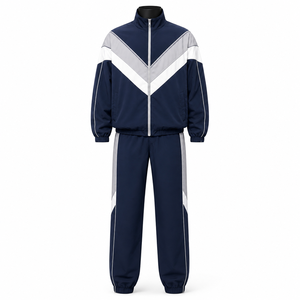 Regular Fit Unisex Tracksuit Set Lightweight Zip-<b>Up</b> Waterproof Breathable Eco-Friendly Winter Nylon Sweat Suit Adjustable Zipper - Product Image 1