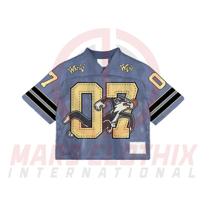 Maillot de football américain rétro personnalisé en maille à col en V pour le sport et la mode - Product Image 2