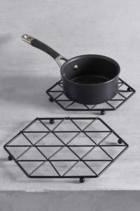 Handmade Heat Resistant Metal Trivet Set of 4 Black Hot Pot and <b>Pan</b> <b>Stand</b> Coaster for Kitchen Dining Table - Product Image 4