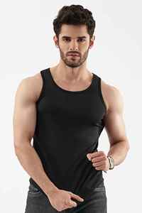 Débardeur Homme Noir et Moutarde Color Block Col Rond Respirant Sportif Tricoté Sans Manches Pour un Style de Vie Actif - Product Image 5