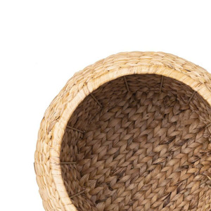 Cesta redonda de jacinto de agua natural con tapa festoneada, cesto de ropa tejido, organizador de mantas para dormitorio, decoración del hogar - Product Image 3