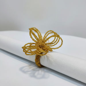 Porte-serviettes élégant doré perlé, fait main en bois et résine, idéal pour mariages et fêtes, design de table convivial - Product Image 6